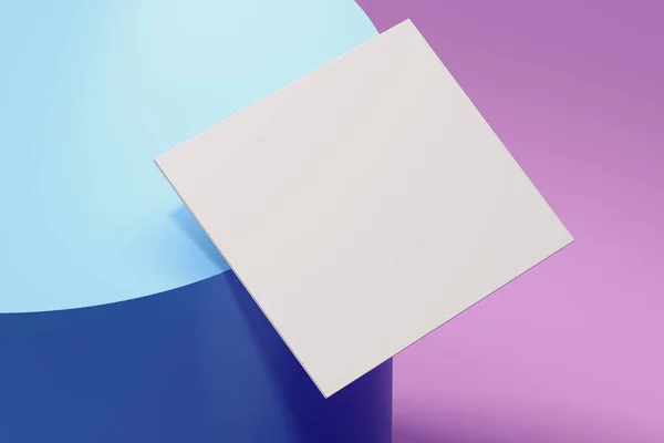 Nahaufnahme von weißem Blatt Papier auf mehrfarbigem Hintergrund, 3D-Rendering. — Stockfoto