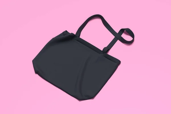 Bolso negro sobre fondo rosa, plantilla para identidad de marca. Renderizado 3D . — Foto de Stock