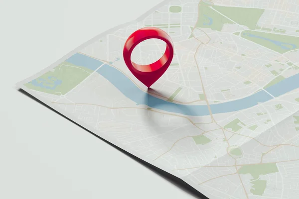 Geotag rosso o pin mappa sulla mappa realistica. rendering 3d . — Foto Stock