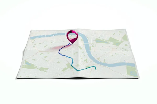 Geotag rosso o pin mappa sulla mappa realistica. rendering 3d . — Foto Stock