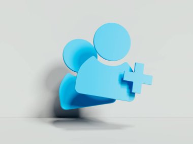Takipçisi simge veya beyaz arka plan üstünde kutsal kişilerin resmi. 3D render. Sosyal medya kavramı.