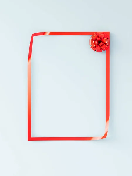 Leeg rode frame met rood lint sticker, 3D-rendering. — Stockfoto