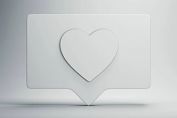 Coração branco Como símbolo ou ícone. renderização 3d. Conceito de mídia social . — Fotografia de Stock