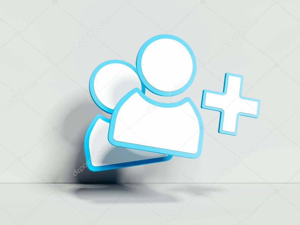 Follower symbol or icon on white background. 3d rendering. Social media concept.