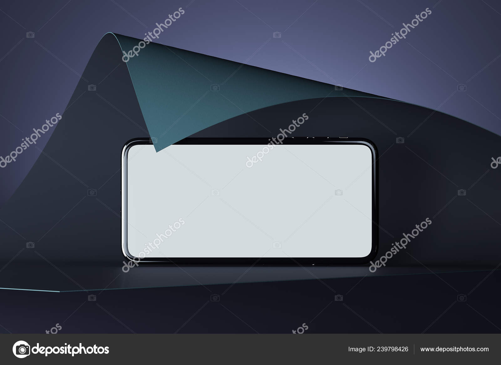 Celular Com Tela Em Branco Sobre Fundo Abstrato Renderização 3d