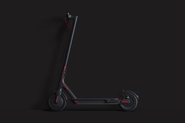 Siyah arka plan üzerine izole elektrikli scooter. Eko taşıma. 3D render