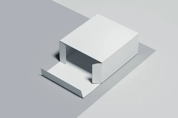 Isolated white realistic cardboard box on white background. 3d rendering. — Stock Photo, Image