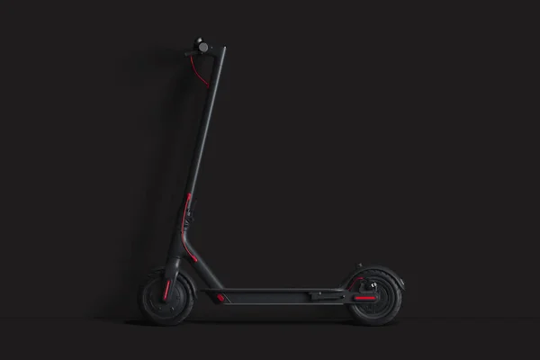 Scooter électrique isolé sur fond noir. éco transport. Rendu 3d — Photo