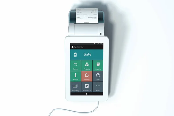 POS betaalterminal. NFC betalingen concept. 3D-rendering. — Stockfoto