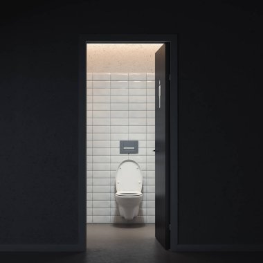 Tuvalet oda iç tasarım Modern Flat yerleşik tuvaletli. 3D render.