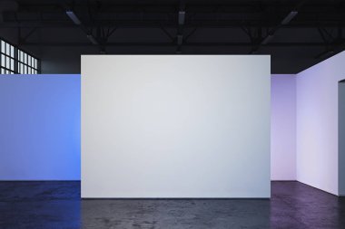 Beyaz ışıklı duvar showroom, 3d render boş tasarlamak tuval.