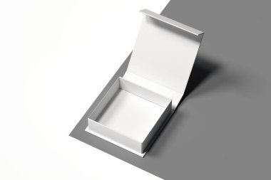İzole beyaz gerçekçi karton kutu tek renkli arka plan üzerinde. 3D render.