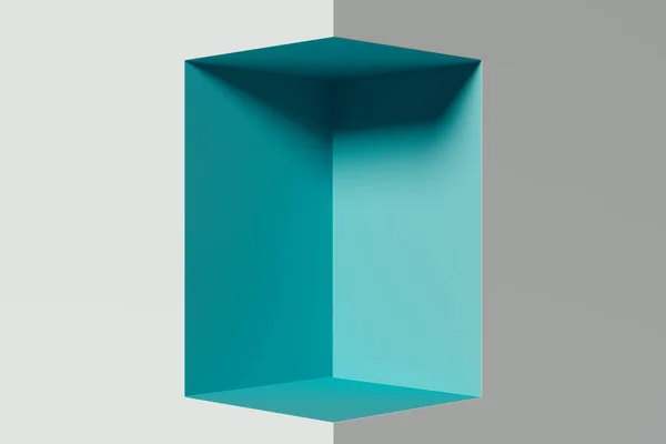 Vitrine moderne couleur aquamarine avec approfondissement et espace vide. Rendu 3d . — Photo