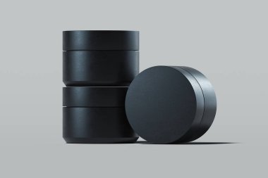 Plastik Kozmetik Şişeler için krem, losyon gri arka plan üzerinde. 3D render.