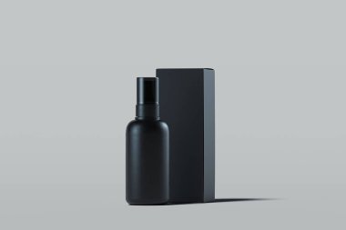 Kozmetik plastik sprey sıvı için. Güzellik ürün paketi. 3D render.