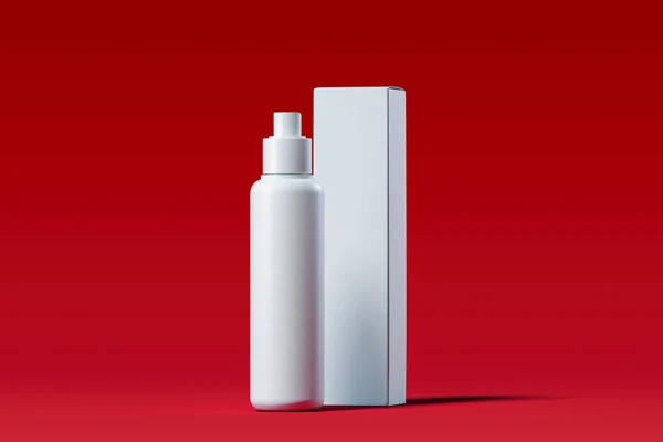 Spray de plástico cosmético para líquido. Pacote de produtos de beleza. Renderização 3d . — Fotografia de Stock