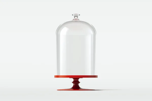 Vetrina in vetro con spazio vuoto su piedistallo su sfondo bianco. rendering 3d . — Foto Stock