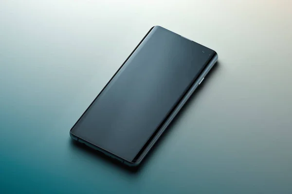 Мобильный телефон с пустым экраном на темном фоне. 3d-рендеринг . — стоковое фото
