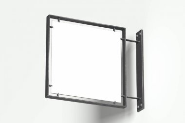 Boş Boş kare mağaza tabelamockbeyaz arka plan üzerinde. 3d render.