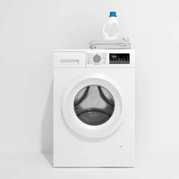 Realistic white washing machine isolated on white background. 3d rendering. — Stock Photo, Image