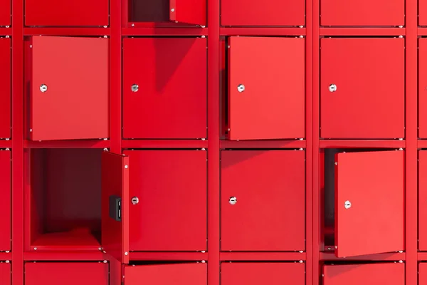 Bezpečná depozitní boxy s rozsvítím. Bezpečnostní skříně. prostorové vykreslování — Stock fotografie