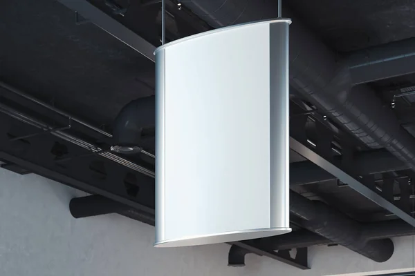 Mockup di cartelloni bianchi. Modello di segnaletica vuota montato sul soffitto. rendering 3d . — Foto Stock