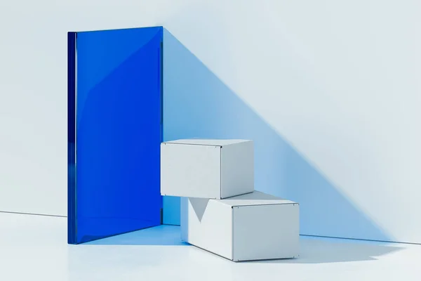 Cajas de cartón realistas blancas aisladas sobre fondo blanco. renderizado 3d . — Foto de Stock