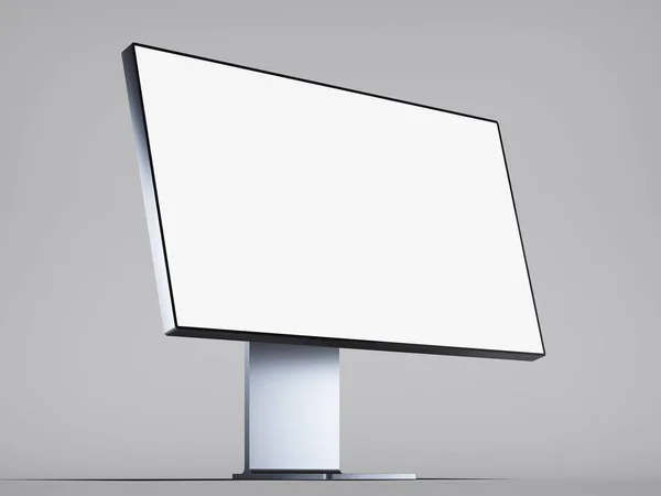 Silver realistic blank modern monitor on grey background. 3d rendering — Stock Photo, Image