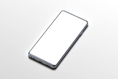 White Mobile phone with blank screen isolated on white background. 3d rendering. clipart