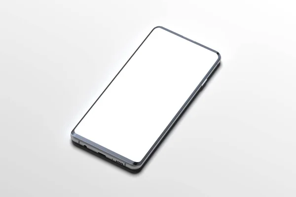 Cellulare bianco con schermo bianco isolato su sfondo bianco. rendering 3d . — Foto Stock