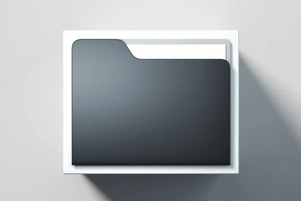 White and black folder with documents and white paper sheet on light background. 3d rendering. — Stock Photo, Image