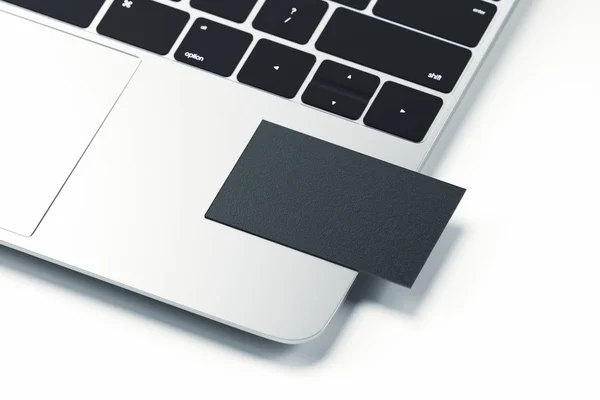 Zár megjelöl-ból fekete valószerű korszerű teendő kártya-ra laptop-ra könnyű háttér. 3D-leképezés. — Stock Fotó