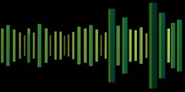 Yeşil dinamik dalgalar ile müzik soyut arka plan. Ses dalgaları şablonu. müzik ekolayzır. 3d render