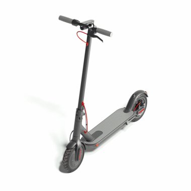 Elektrikli scooter beyaz arka plan üzerinde izole. eko alternatif ulaşım kavramı. 3d render. Minimalizm.