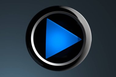 Bue, Karanlık Arkaplanda Film Simgesi Oynuyor. Sinema Projektörü. Televizyon dizileri ve filmler için çevrimiçi uygulama. 3d Hazırlama