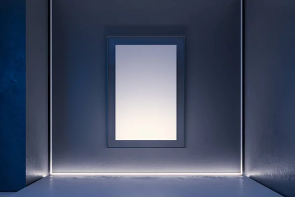 Blank Photo Frame or Poster With Illumination On Dark Walls in Dark Room. 복사 공간. 빈 공간. 3d 렌더링 — 스톡 사진