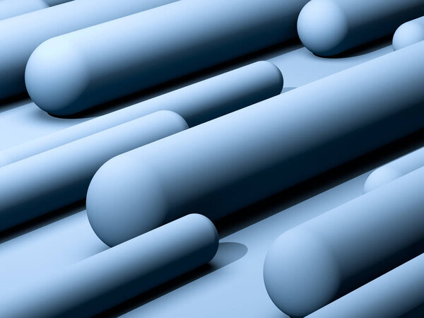 Creative Wallpaper or Background With Blue Geometric Figure on Pink Background. 3d rendering. Minimalism Concept.