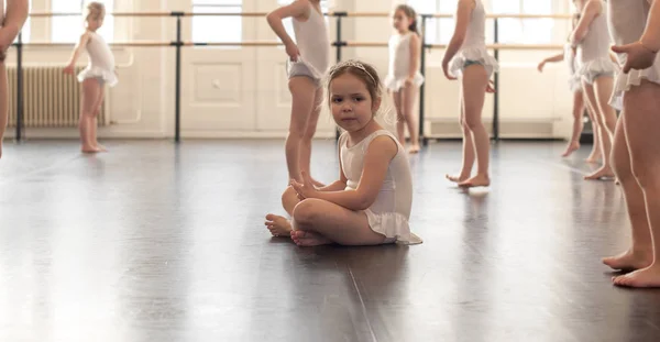 Childrens dance school, lessons for little girls. Gymnastics and ballet. Copy space.