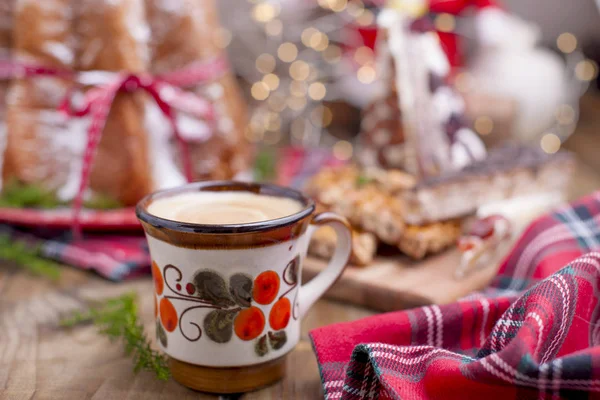 Різдвяний Хліб Святковий Сніданок Дерев Яному Фоні Традиційних Святкових Зимових — стокове фото