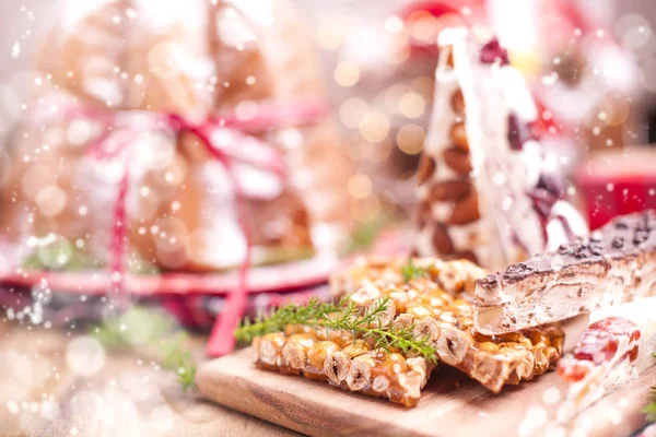 Традиційні Типовий Солодощі Різдво Італії Сорти Кави Горіхи Карамелі Випічки — стокове фото