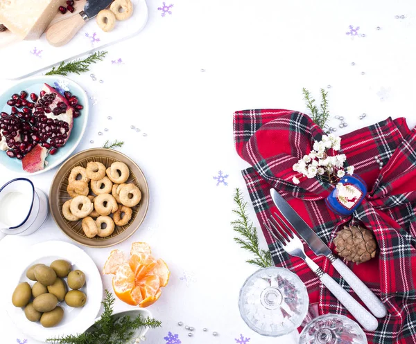 Farklı Meze Razdnichnaya Tablo Ayarını Bir Parti Için Şirket Noel — Stok fotoğraf