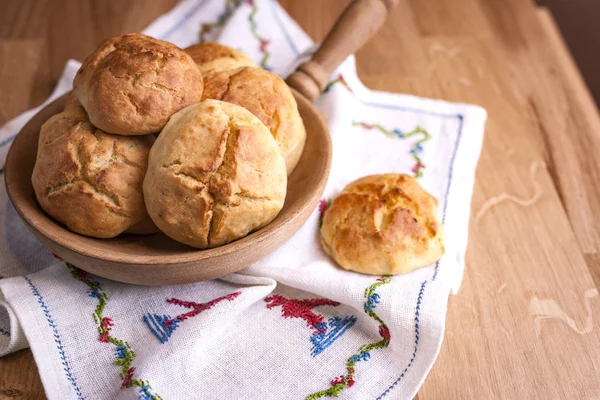 Zelfgemaakte Zoete Gebakjes Een Houten Tafel Vrije Ruimte Voor Tekst — Stockfoto