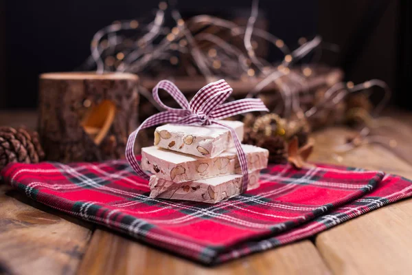 Nougat Amandes Pour Des Vacances Evroppe Bonbons Noël Aux Noix — Photo