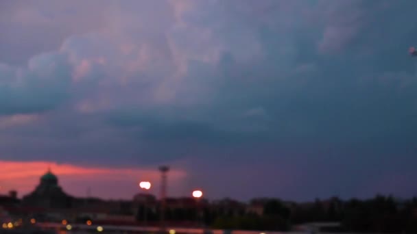 Změna Počasí Počátek Bouřky Zhoršující Počasí Meteorologie Černé Bouře Město — Stock video