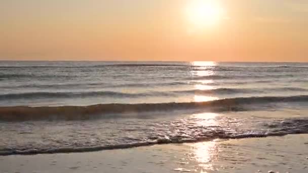 Dawn Seashore Sunlight Skyline Morning Rays Sun Selective Focus Frame — Stock Video