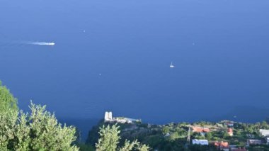 Positano, İtalya 'daki Amalfi Sahili' nin Hava Çekimi.