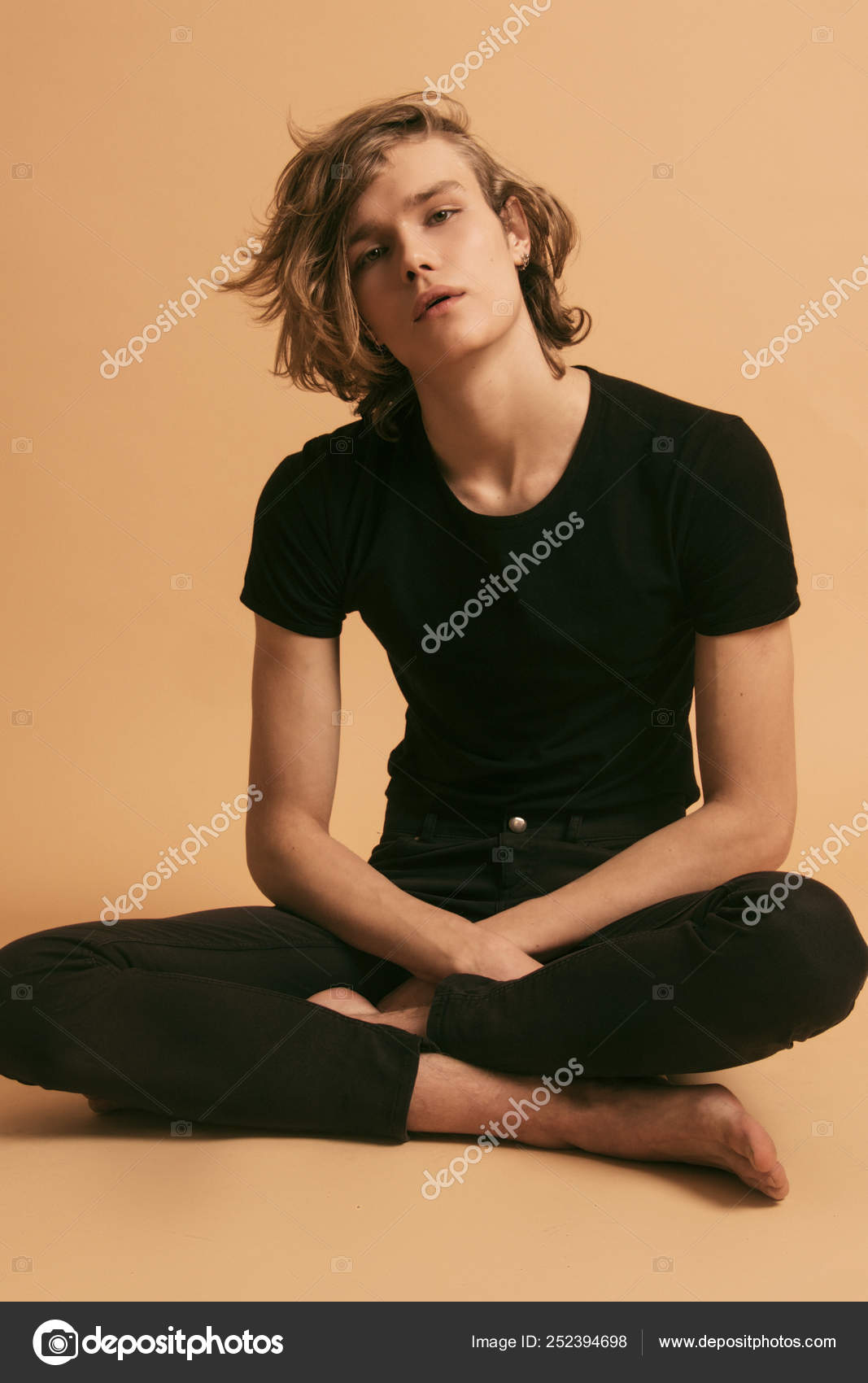 Muscle Blonde Beautiful Stripped Male Model Long Hair Casual Look Stock Photo by © 252394698 Muscle Blonde Beautiful Stripped Male Model Long Hair Casual Look Stock Photo by © 252394698