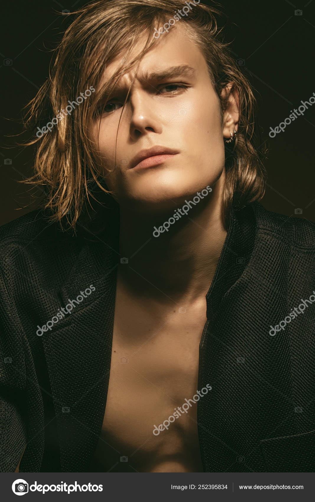 Muscle Blonde Beautiful Stripped Male Model Long Hair Casual Look Stock Photo by © 252395834 Muscle Blonde Beautiful Stripped Male Model Long Hair Casual Look Stock Photo by © 252395834