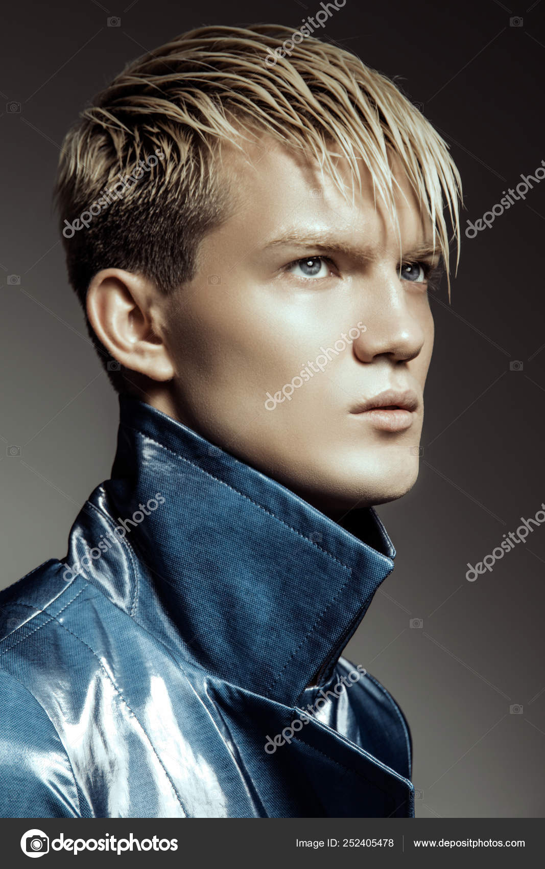 blonde guy leather jacket