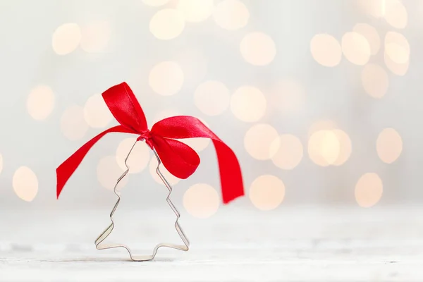 Karácsonyfa Cookie Vágó Piros Orr Fehér Háttér Másol Hely Karácsonyi — Stock Fotó